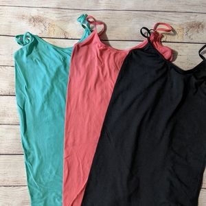 SO Women's Seamless Cami Tanks Bundle, Medium(Aqua, Pink, Black)